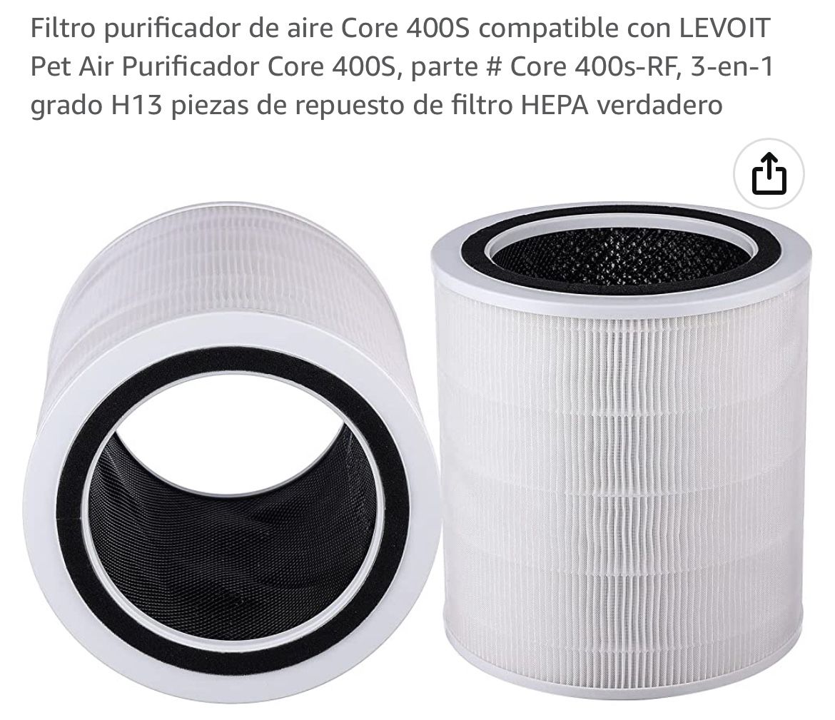 Core 400S air purifier filter compatible with LEVOIT Pet Air Purifier Core 400S, part # Core 400s-RF, 3-in-1 grade H13 true HEPA filter spare parts