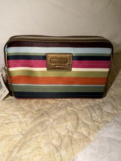 AUTHENTIC COACH LEGACY STRIPE COSMETIC BAG