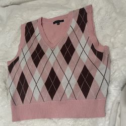 Pink plaided vest