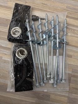 8 Trampoline 12” Anchors/Screws/Stakes Heavy Duty W/ 8 Straps