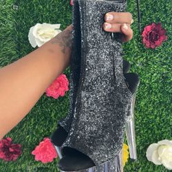Black Sparkle Pleaser Heels