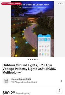 Outdoor Ground Lights, IP67 Low Voltage Pathway Lights 36Ft, RGBIC Multicolor wi