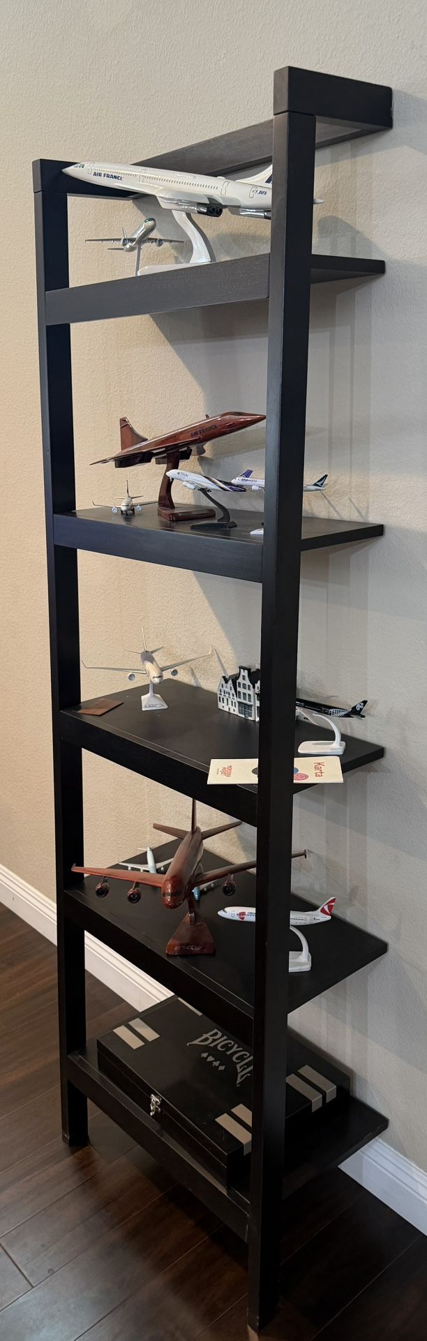 Crate & Barrel Black Ladder Bookcase (5-Shelf, 6'4" Tall)