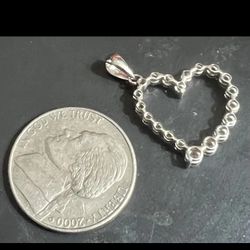 10K White Gold Vintage Heart Pendent Graduated Diamond Artist Signed