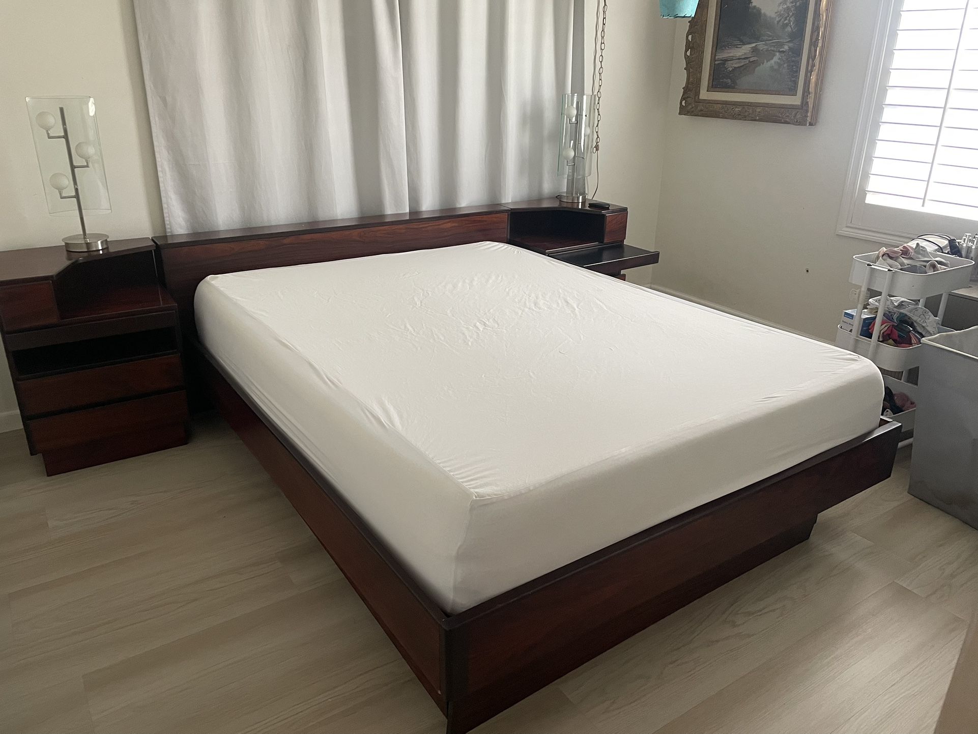 Post Modern/Mid Century Modern Rosewood Queen Bed