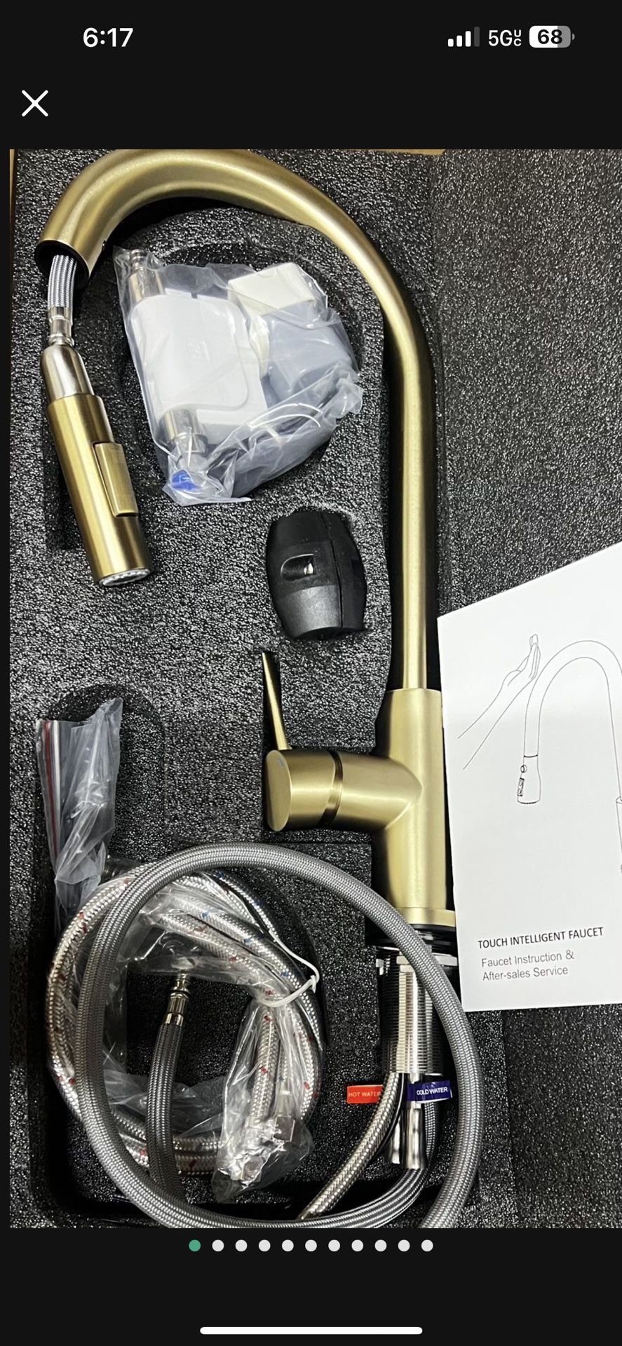 Touch Kitchen Sink Faucet Pull Down Sprayer Single Hole Mixer Tap Brushed Gold K9