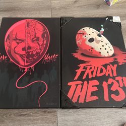 Halloween frames Friday the 13th  and penny wise 19 inch long by 13 inch wide both brand new 15 dollar for both 