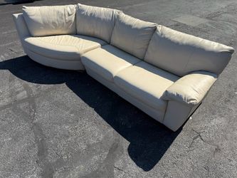 Ivory White Leather Sofa