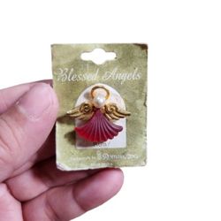 Vintage Roman, Inc Gold Toned Pearl Angel July Ruby Pin