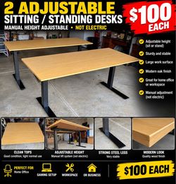 Adjustable Sit/Stand Desks – $100 Each – 2 Available