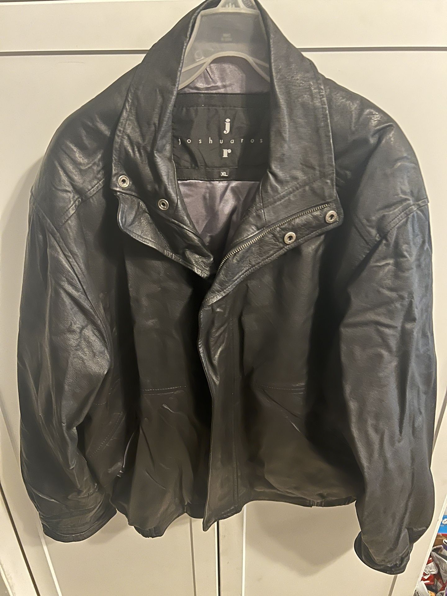 Men’s Genuine Black Leather Jacket XL