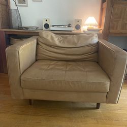 Mid century brown leather chair 