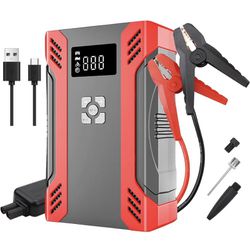 5-in-1 Jump Starter with Air Compressor+Solar backup power bank+LED light+power bank. 2000A Pk12V Battery Jump Starter W 150PSI Digital Tire Inflator 