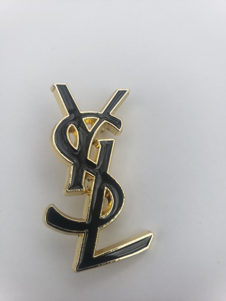 YSL Black And Gold Brooch