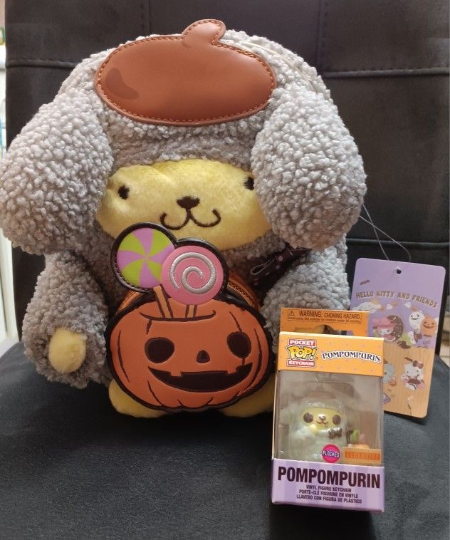 New Sanrio PomPomPurin Crossbody Bag And Keychain
