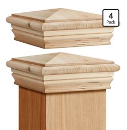(Brand New in Box) 
Geetery 4 Pcs 6 x 6 Inch (Actual 5.5'' x 5.5'') Wood Newel Post Cap Fence Post Cap for 5-5/8 Fence Topper Top Resistant Decking Ca