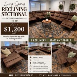 Living Spaces Reclining Sectional Couch