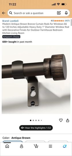 Modern Antique Brown Bronze Curtain Rods E-1