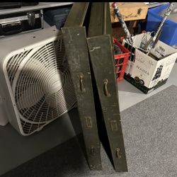 Lot (2) Vintage Browne-Morse Industrial Metal Drawers File Army Green Brass