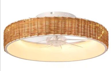 Woven ceiling fan with remote
