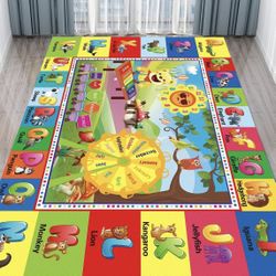 ABC Rug for Kids Room, ABC Mats for Floor Toddlers, Alphabet Play Mat Elementary Preschool Kid's Rugs wtih ABC, Numbers, Animals - (78.7x59 Inches) 