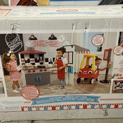 Little Tikes Drive Thru Diner Kids Wooden Kitchen Play Set Lights Sounds 