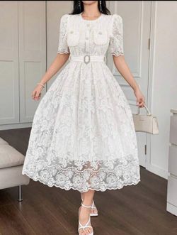White SHEIN Modest LACE dress