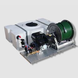 Piston Pump Skid Spray Rig- 50 Gl, pump, and 300' Hose