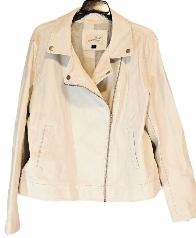 Universal Thread Cream Moto Jacket XXL Faux Leather Biker Jacket