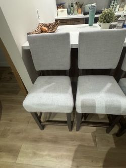 Set of 4 Gray Upholstered Counter Stools