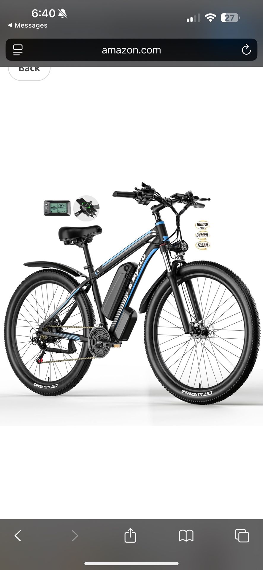 E·Bycco 29” Electric Bike for Adults, 48V Battery, 750W