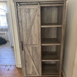 Rustic Farmhouse Sliding Barn Door Bookcase / Storage Cabinet