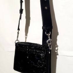 ALLSAINTS  sep Distressed  Patent Leather crossbody Bag  Small black
