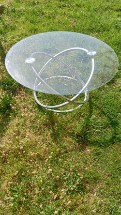 Metal Base With Glass Top 38" Dia. 18" Tall