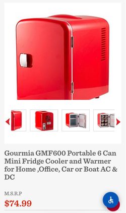 Gourmia Portable 6 Can Mini Fridge Cooler and Warmer for Home, Office, Car or Boat