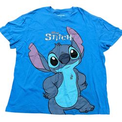 NEW Disney Stitch  Front & Back Graphic Blue Short Sleeve T-shirt Women’s Size XL NWT