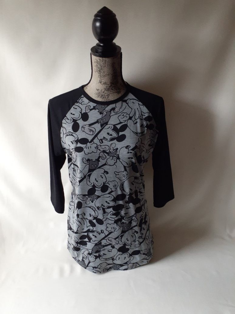 LuLaRoe Mickey Mouse print women's black/gray long sleeve top size S