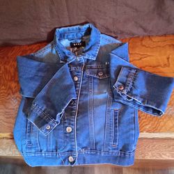 DKNY Kids Denim Jacket – Large Silver Logo on Back – Very Good Condition