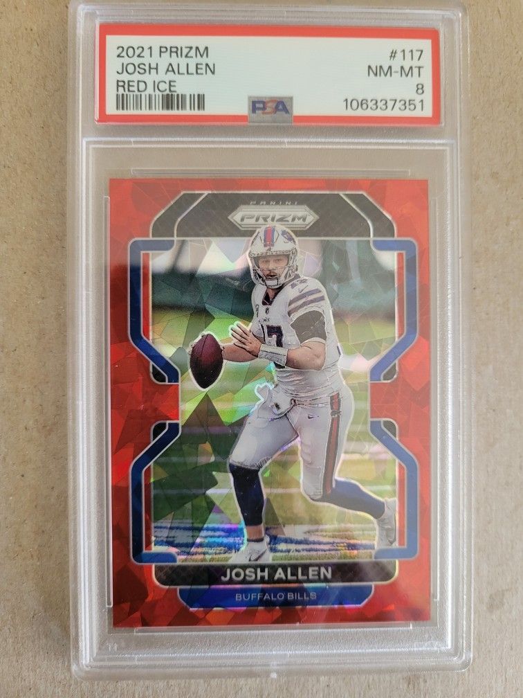 2021 Prizm Josh Allen Red Ice PSA 8 Buffalo Bills