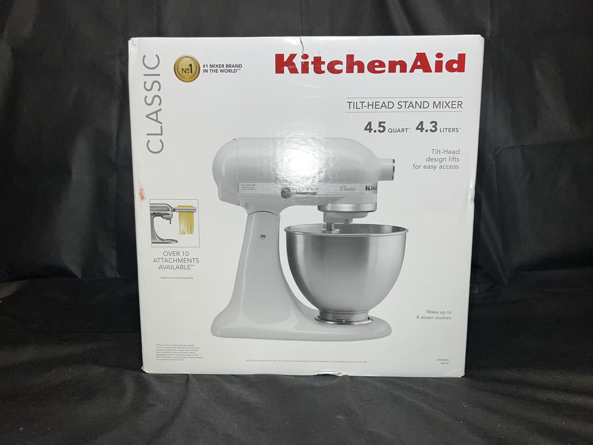 KitchenAid Classic Series K45SSWH 4.5 Quart Tilt-Head Stand Mixer - White
