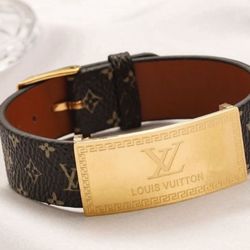 Logo Belt Bracelet, Stainless Steel Gold Bracelet 
