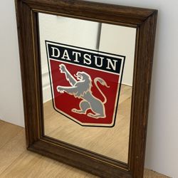 Rare Vintage Classic Datsun Logo Mirror Framed 14.5” x 11.5”