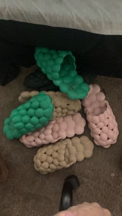 Bubble slides ,green,black,light pink, tan