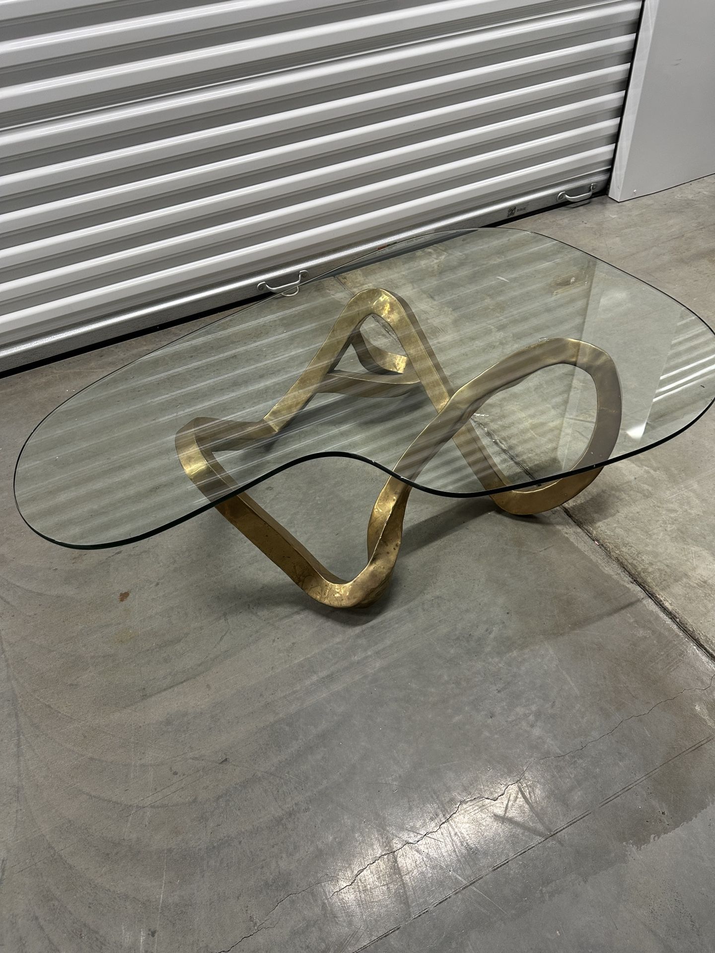 Abstract brass And Glass Coffee table