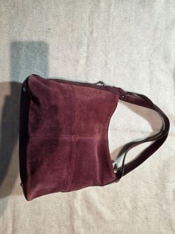 Tignanello Expandable Burgandy Genuine  Suede Shoulder Bag