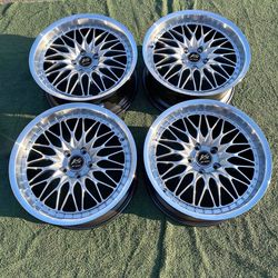 WORK VSXV rims Style Black Silver Wheels Double Flow Set of 4 Rims 18"" 8.5J +35 (5X112)