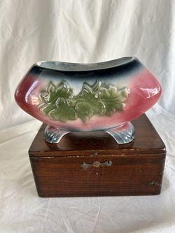 Vintage Maroon and Green Footed Planter.