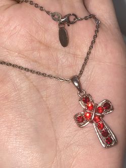 925 Red Cross Necklace 