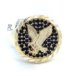 14Kt Yellow Gold Black CZ Eagle Ring 6.60g Size 10 200505/4