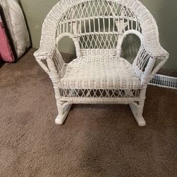 Child White Wicker Rocking Chair 